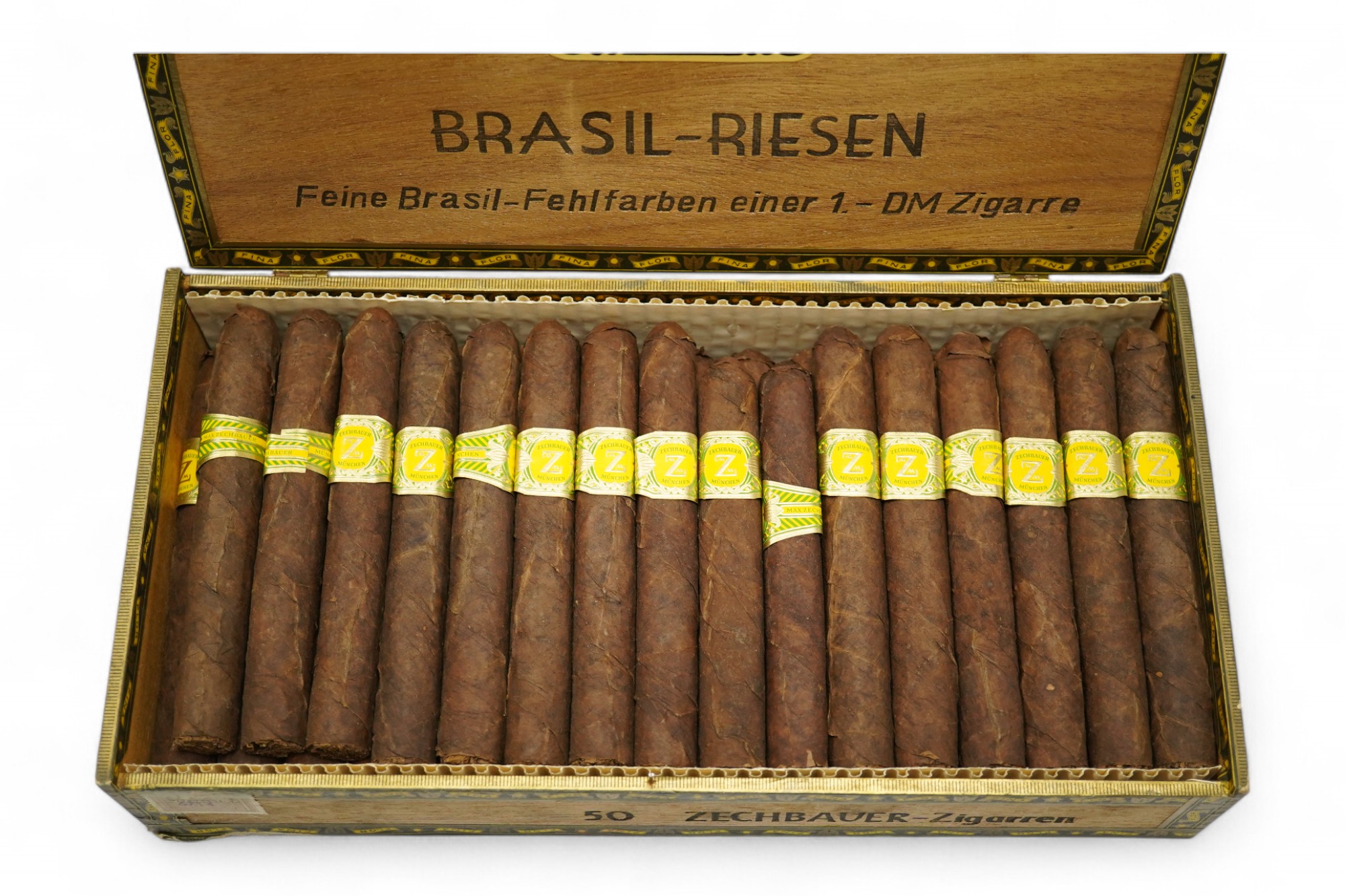 Cased cigars: Max Zechbauer Brasil-Riesen, full set of 50. Condition - box opened, storage unknown